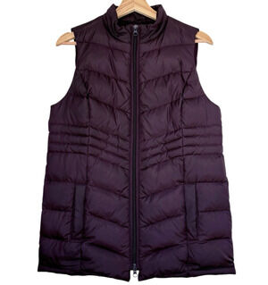J Jill Down Puffer Vest Plum Purple Quilted Zip Front Lightweight Small Petite